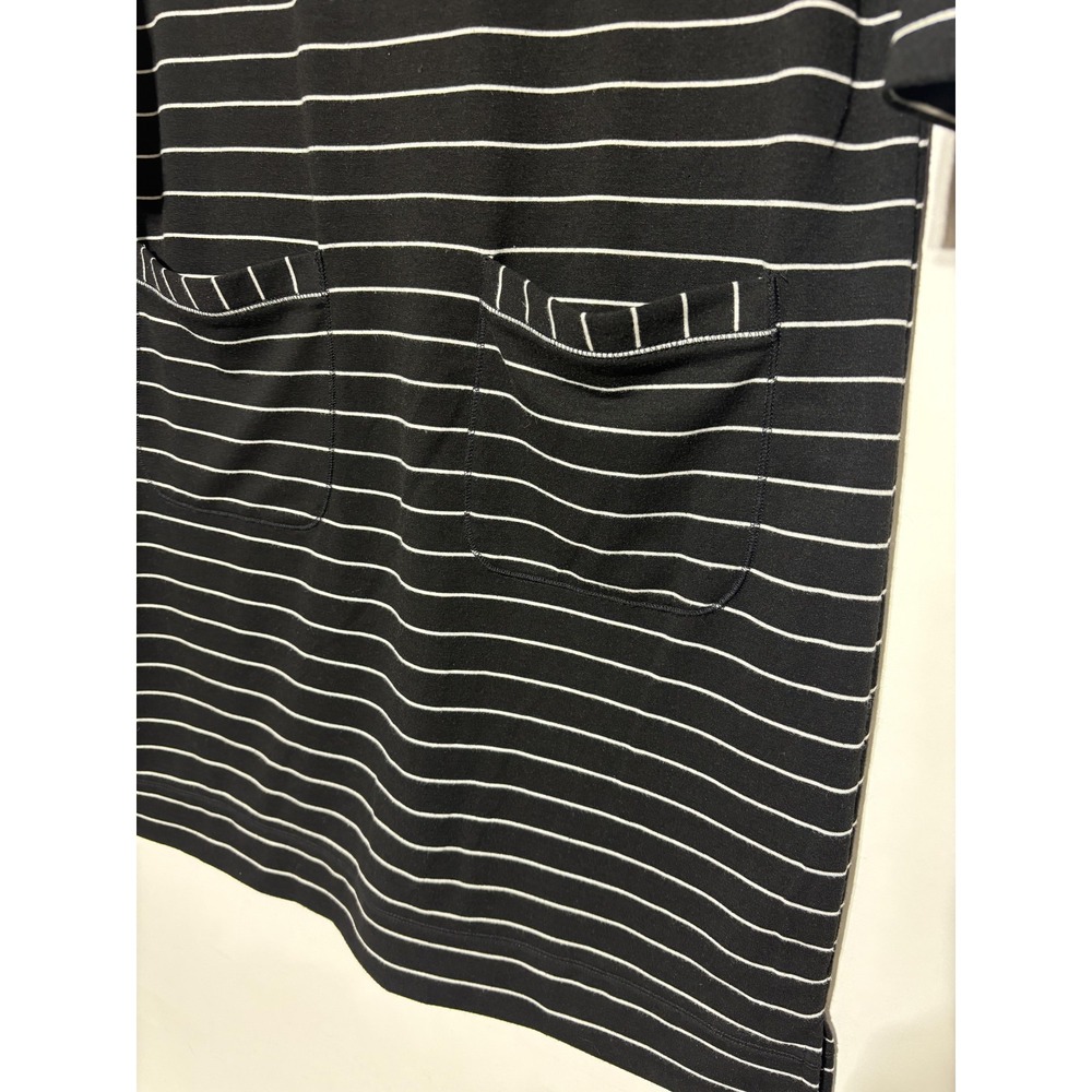 Chicos Zenergy Womens 1 (US 8/10) Black White Striped Pockets 3/4 Sleeve Dress - Picture 4 of 8